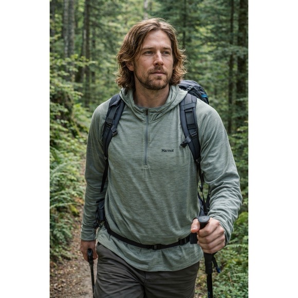 Marmot Men's Sunrift Hoody XXL Long Sleeves 1/4 Zip Hooded Grey Storm - Picture 4 of 14